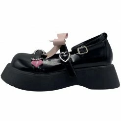 Yoursblack New In May Pink Heart Bow-Tie Buckle Platform