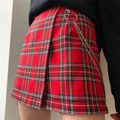 Yoursblack New In Jun Chain Plaid Skirt