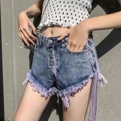 Yoursblack Denim Fringed Shorts