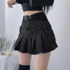 Yoursblack Vintage Pleated Denim Skirt New In Jun