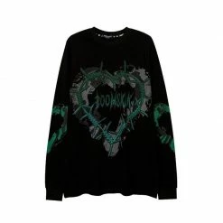 Yoursblack Dark Green Heart Sweatshirt New In Jun