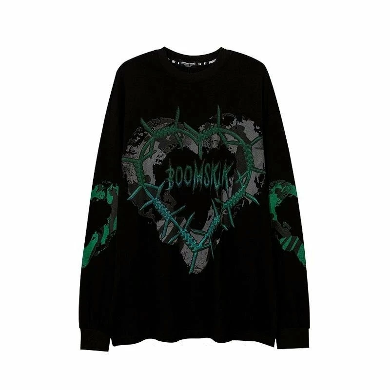 Yoursblack Dark Green Heart Sweatshirt New In Jun 1 Yoursblack Dark Green Heart Sweatshirt New In Jun