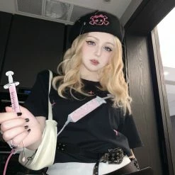 Yoursblack NEWS Pink Skull Beret