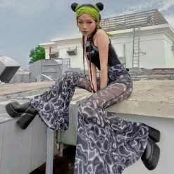 Yoursblack New In Jun High-Waist Gauze Flared Trousers