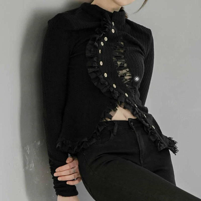 Yoursblack NEWS Gothic Lace Hollow Irregular Top 3 Yoursblack NEWS Gothic Lace Hollow Irregular Top