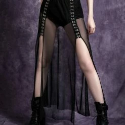 Yoursblack Dark Slit Mesh Skirt
