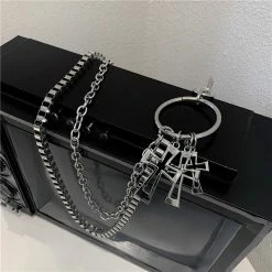 Yoursblack NEWS Multi-Layer Cross Metal Trouser Chain