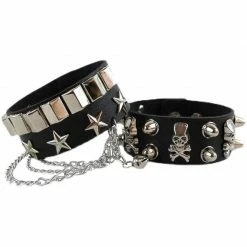 Yoursblack Skull Punk PU Bracelet Accessory