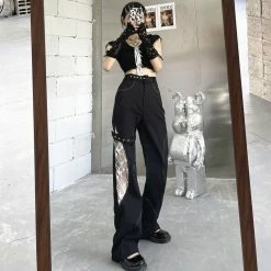 Yoursblack Gothic Lace Panelled Trousers