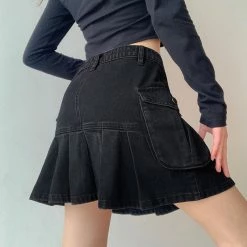 Yoursblack Vintage Pleated Denim Skirt New In Jun