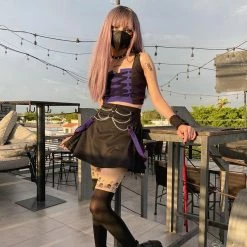 Yoursblack Black Purple Stitching 2 PCS Dress Set New In May