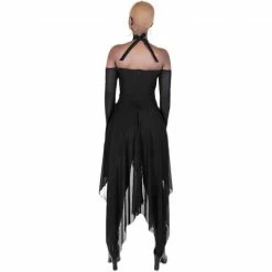 Yoursblack Halterneck Mesh Sleeve Dress