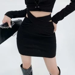 Yoursblack Off-Shoulder Tie Crop Top & Criss-Cross Mini Skirt 10 Yoursblack Off-Shoulder Tie Crop Top & Criss-Cross Mini Skirt