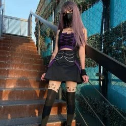 Yoursblack Black Purple Stitching 2 PCS Dress Set New In May