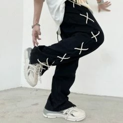 Yoursblack Cross Drawstring Casual Trousers