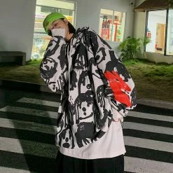 Yoursblack NEWS Graffiti Face Hoodie