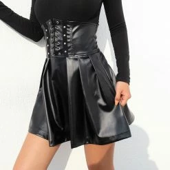 Yoursblack High Waist PU Skirt