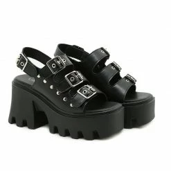 Yoursblack NEWS Rivet Buckle Ankle Sandals