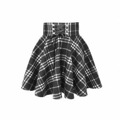 Yoursblack DARK CUTE EAR HOODIE AND PLAID SKIRT TOPS