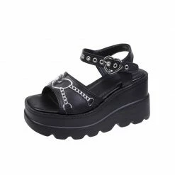 Yoursblack Heart Buckle Ankle Sandals