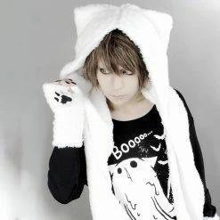 Yoursblack Meow Star Plush Scarf Hat