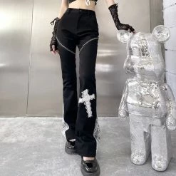 Yoursblack Dark Lace Cross Trousers NEWS