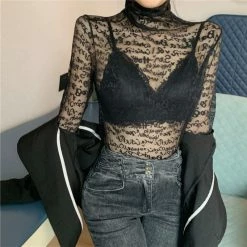Yoursblack NEWS Chic Letter Turtleneck Bottoming Shirt