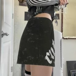 Yoursblack Letter Print Mini Skirt