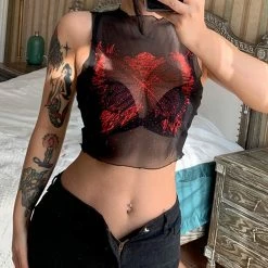 Yoursblack New In Jun Mesh See-Through Butterfly Tank Top 8 Yoursblack New In Jun Mesh See-Through Butterfly Tank Top