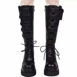 Yoursblack Gothic Velcro Platform Boots