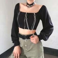 Yoursblack New In Jun Zipper Chain Long Sleeve T-Shirt 5 Yoursblack New In Jun Zipper Chain Long Sleeve T-Shirt