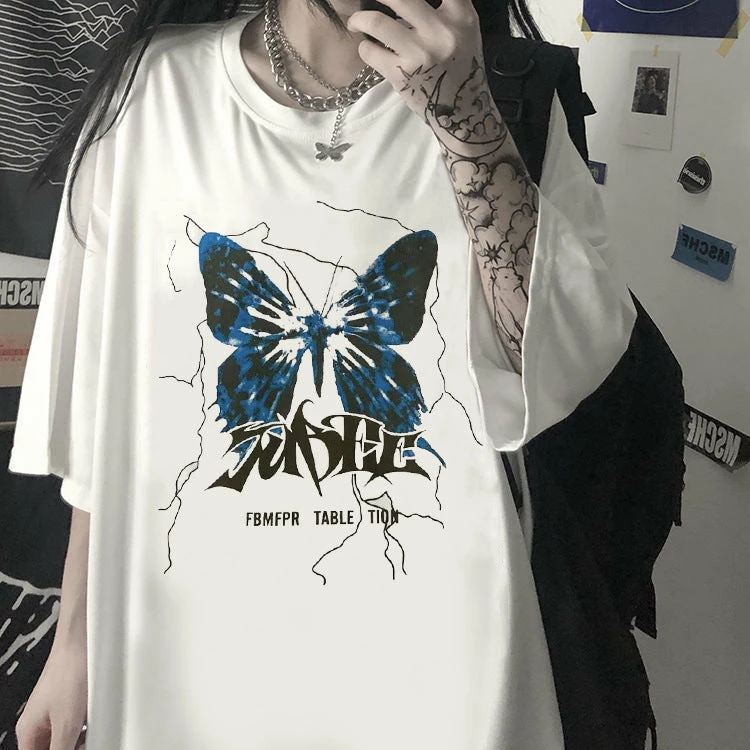 Yoursblack Butterfly Lightning Pattern T-Shirts New In Jun 2 Yoursblack Butterfly Lightning Pattern T-Shirts New In Jun