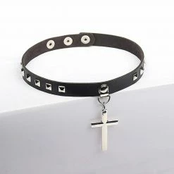 Yoursblack Cross Rivet Choker New In Jun