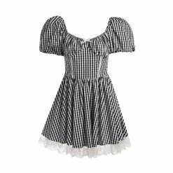 Yoursblack NEWS Plaid Puff Sleeve Dress