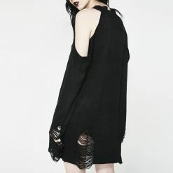 Yoursblack Punk Lazy Off-Shoulder Sweater