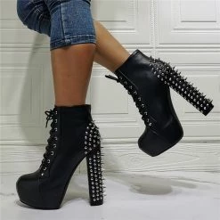 Yoursblack Punk Studded High Heel Ankle Boots NEWS