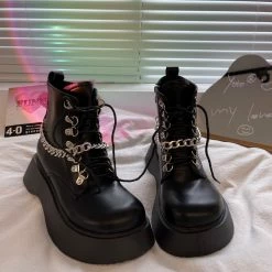Yoursblack NEWS Retro Chain Platform Short Boots