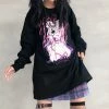 Yoursblack TOPS Anime Girl Print Oversized Sweatshirt