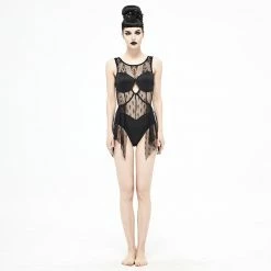 Yoursblack Swimwear Gothic Lace Stitching One-piece Swimsuit