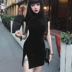 Yoursblack Black Velvet Gothic Cheongsam Dress 21 Yoursblack Black Velvet Gothic Cheongsam Dress