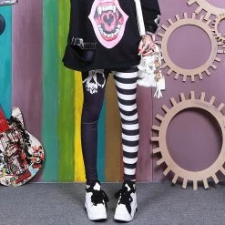 Yoursblack Punk Striped Girl Tight Pants