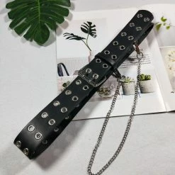 Yoursblack Waist Corset & Belt PUNK CIRCLE HOLE CHAIN BELT