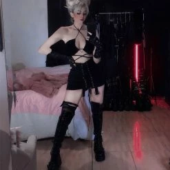 Yoursblack Black Gigh-Top Square Heel Female Knight Boots Shoes