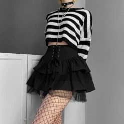 Yoursblack Black White Stripe Cropped Sweater Spring Sale