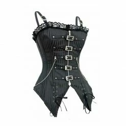 Yoursblack Striped Zipper Punk Body Sculpting Suit TOPS