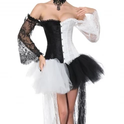 Yoursblack Black And White Stitching Gothic Corset