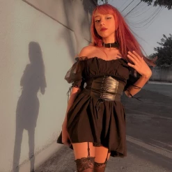 Yoursblack DRESSES Wobble Sleeve Black Mini Dress