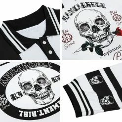 Yoursblack Contrast Skull Long Sleeve Lapel Shirt