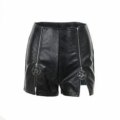 Yoursblack Dark Gothic Zip Slit PU Shorts NEWS