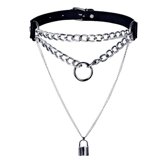 Yoursblack Lock Chain Choker Necklace 1 Yoursblack Lock Chain Choker Necklace